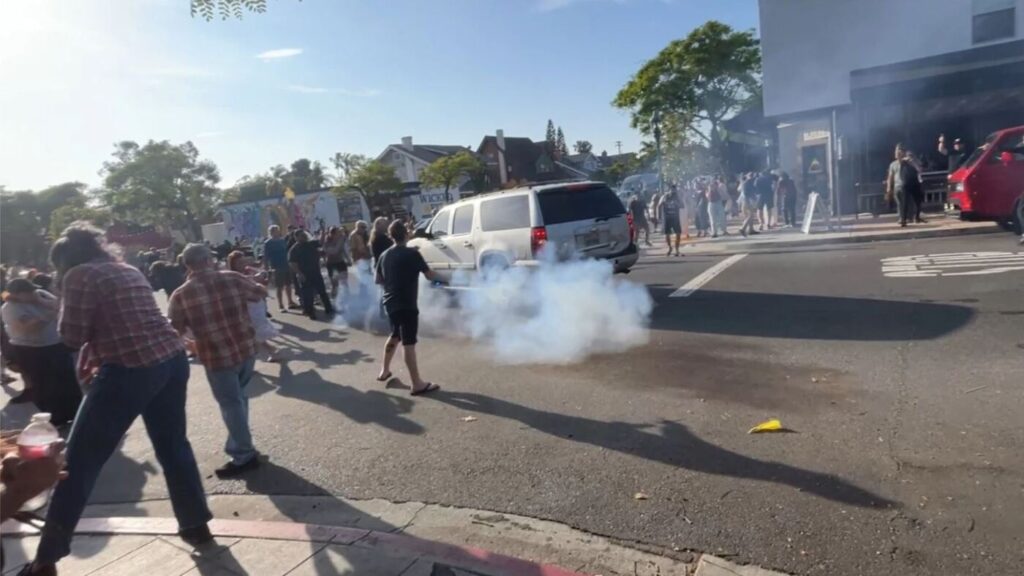 ICE and protesters clash during immigration enforcement : NPR