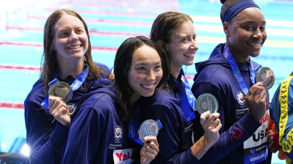 USA swim team recovering from stomach bug at World Aquatics Championships : NPR